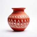 Traditional Indian-inspired Redware Clay Pot With Floral Patterns Royalty Free Stock Photo