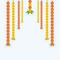 Traditional Indian marigold toran floral garland vector, wedding and festival decoration, border flower decoration with