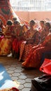 Traditional Indian Nepali wedding with newly weds, priest and their family