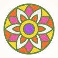 Traditional indian ornament rangoli for Onam or Diwali festival greeting card