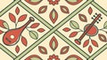 Traditional Indian Pattern with Leafy Vines and Instruments, Cultural Harmony, vector design Generative AI Royalty Free Stock Photo