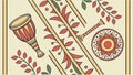 Traditional Indian Pattern with Percussion Instruments, Rhythm Motif, vector design Generative AI Royalty Free Stock Photo