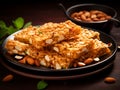 Traditional Indian peanut chikki made from roasted peanuts and jaggery Royalty Free Stock Photo