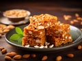 Traditional Indian peanut chikki made from roasted peanuts and jaggery