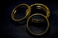 Traditional indian Rajasthani Diamond bangles ring jewellery vintage artifact on black background.