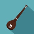 Traditional Indian sarod icon, flat style Royalty Free Stock Photo