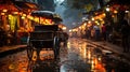 Traditional Indian style rickshaw in the street at night, India Royalty Free Stock Photo