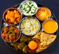 Traditional Indian Thali or Indian Gujarati meal Royalty Free Stock Photo