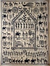 Traditional Indian tribal art on silk