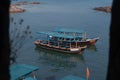 Traditional Indian wooden Fishing boat anchored by the beach