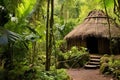 a traditional indigenous hut nestled in a forest Royalty Free Stock Photo