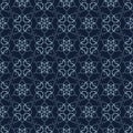 Traditional Indigo Blue Japanese Seamless Vector Pattern Lace Geometric