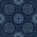 Traditional Indigo Blue Japanese Seamless Vector Pattern. Lace Quilt