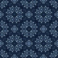 Traditional Indigo Blue Japanese Seamless Vector Pattern. Lace Quilt