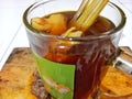 A traditional Indonesian Asian drink with the name Indonesia Wedang jahe consists of ginger, palm sugar