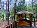 Traditional Indonesian bamboo gazebo with thatched roof in the morning Royalty Free Stock Photo