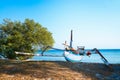 Traditional indonesian boat on the beach Royalty Free Stock Photo