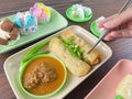 traditional Indonesian snack food. risoles eaten using chopsticks, cutlery from Japan Royalty Free Stock Photo