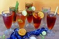 Traditional Indonesian sweet ice tea, placed on the brown wooden table Royalty Free Stock Photo