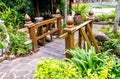 Traditional Indonesian wooden bridge in the Royal flora garden in Chiang Mai, Thailand
