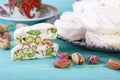 Traditional Iranian and Persian pieces of white nougat dessert s Royalty Free Stock Photo