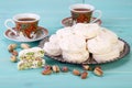 Traditional Iranian and Persian pieces of white nougat dessert s Royalty Free Stock Photo