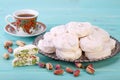 Traditional Iranian and Persian pieces of white nougat dessert s Royalty Free Stock Photo