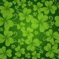 Traditional Irish Background, Clover Leaves Ornament Green Seamless Pattern