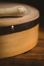 Traditional Irish bodhran and stick Royalty Free Stock Photo