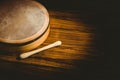 Traditional Irish bodhran and stick Royalty Free Stock Photo