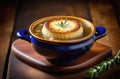 traditional Irish pastries, national Irish cuisine, Onion soup with Irish porter and cheese croutons, cream Royalty Free Stock Photo