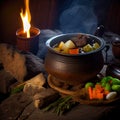 Traditional Irish stew in a black bowl. Royalty Free Stock Photo