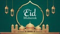 Traditional Islamic Eid poster showcases festive Eid Mubarak greeting