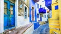 Traditional island of Greece - Nisyros with colorful streets Royalty Free Stock Photo