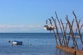 Traditional Istrian hanging boats in Savudrija and Umag, Croatia Royalty Free Stock Photo