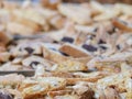 Traditional Italian almond biscuits & x28;Cantucci& x29; on table, closeup Royalty Free Stock Photo