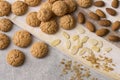 Traditional Italian amaretti biscuits. Crunchy almond cookies Royalty Free Stock Photo