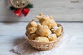 Traditional Italian bakery products called Pettole, tipical apulian fried food Royalty Free Stock Photo