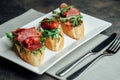 Traditional italian bruschetta with tomatoes Royalty Free Stock Photo