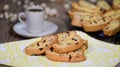 Traditional italian cantuccini almond cookies. Delicious homemade cantucci biscotti.