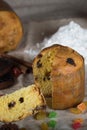 Traditional Italian Christmas sweet cake on a countryside table.