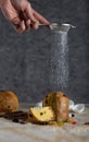 Traditional Italian Christmas sweet cake on a countryside table.