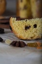 Traditional Italian Christmas sweet cake on a countryside table.