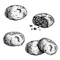 Traditional Italian cookies amaretti. Hand drawn sketch style illustrations set. This collection best for packages, flyers and men