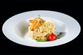 Traditional Italian cuisine. Appetizing creamy risotto with whit Royalty Free Stock Photo