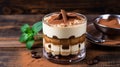 Traditional Italian dessert tiramisu in a glass.Traditional Italian dessert tiramisu AI Generative