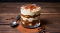 Traditional Italian dessert tiramisu in a glass.Traditional Italian dessert tiramisu AI Generative