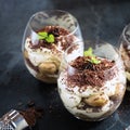 Traditional Italian dessert Tiramisu in a Glass Jar Royalty Free Stock Photo