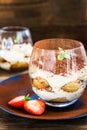 Traditional Italian dessert Tiramisu in a Glass Jar Royalty Free Stock Photo