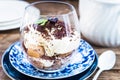 Traditional Italian dessert Tiramisu in a Glass Jar Royalty Free Stock Photo